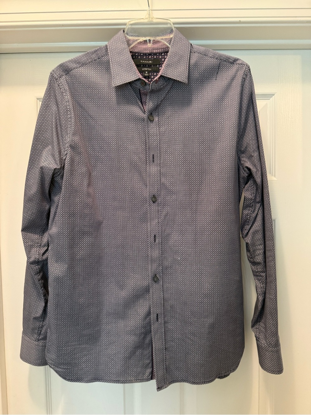 Tahari Men’s Navy Micro-Print Long Sleeve Shirt